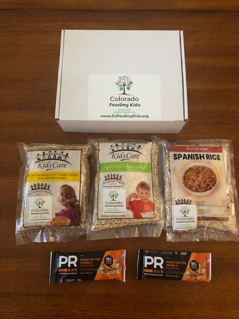 Colorado Feeding Kids Meal Pack Meal Pack that consists of a white box, three bags of grains and two powerbars